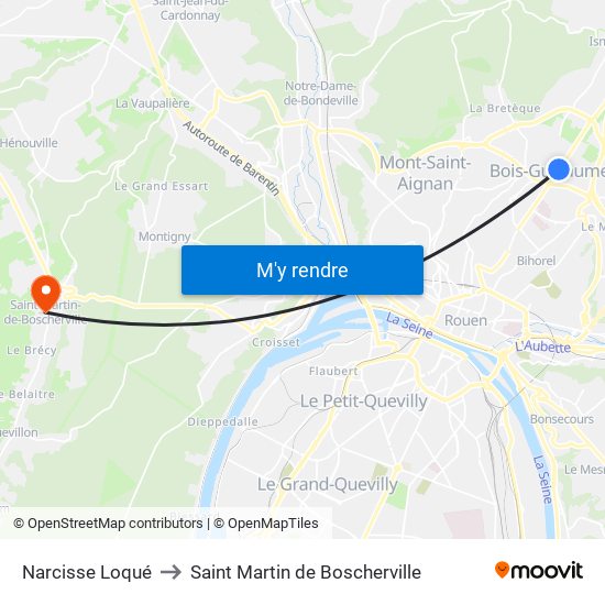 Narcisse Loqué to Saint Martin de Boscherville map