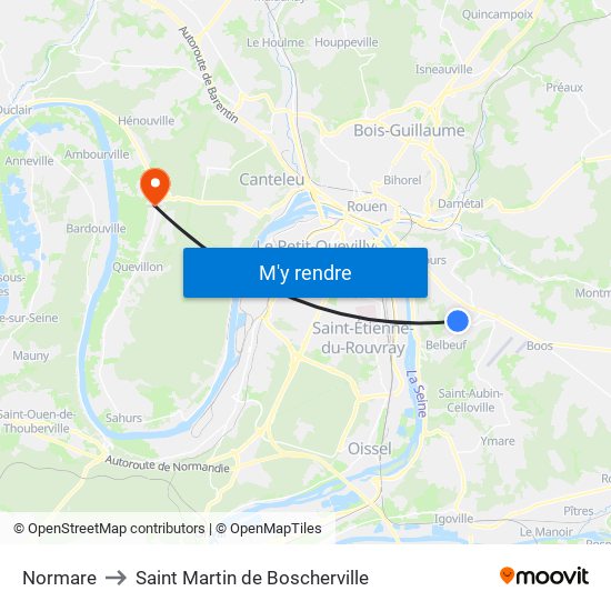 Normare to Saint Martin de Boscherville map