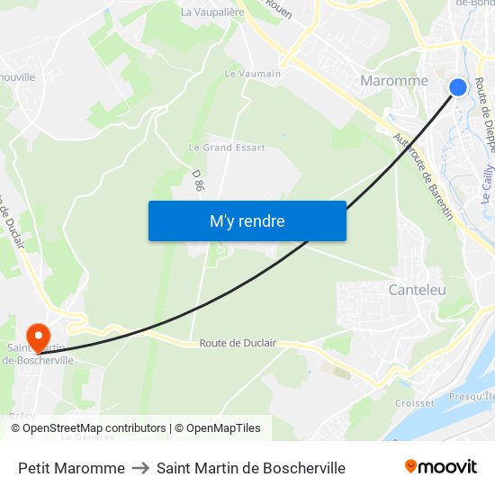 Petit Maromme to Saint Martin de Boscherville map