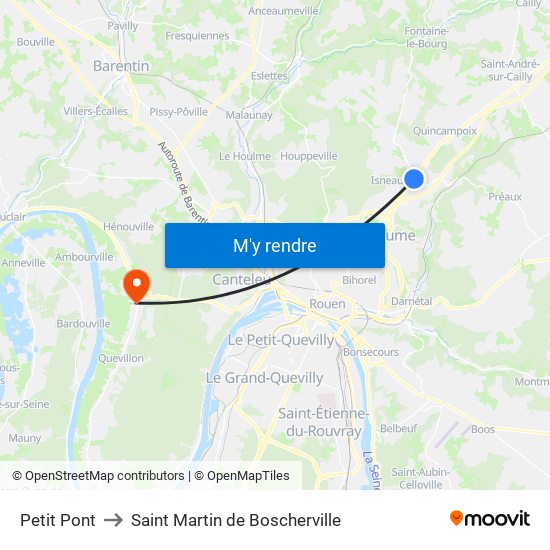 Petit Pont to Saint Martin de Boscherville map