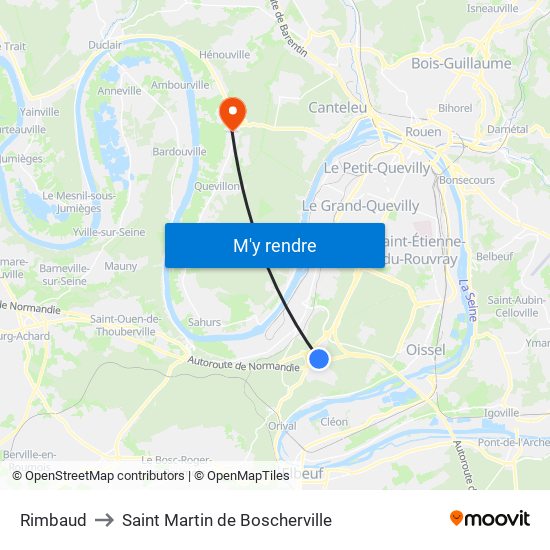 Rimbaud to Saint Martin de Boscherville map