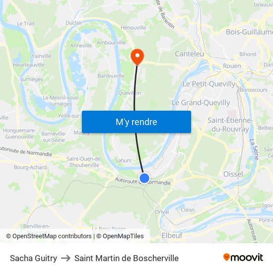 Sacha Guitry to Saint Martin de Boscherville map