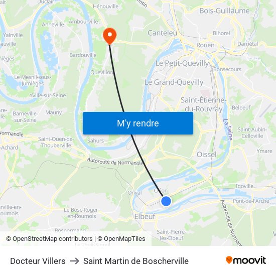 Docteur Villers to Saint Martin de Boscherville map