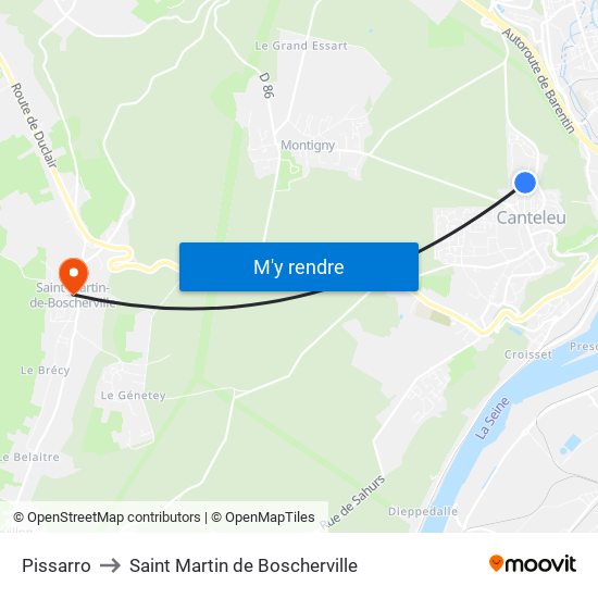 Pissarro to Saint Martin de Boscherville map