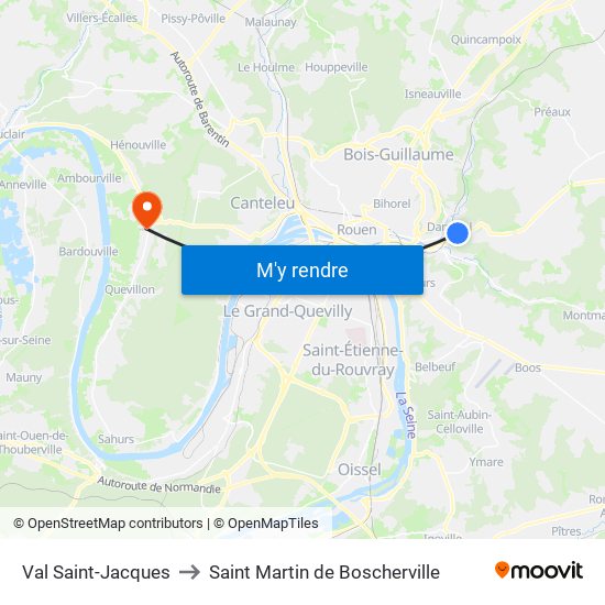 Val Saint-Jacques to Saint Martin de Boscherville map