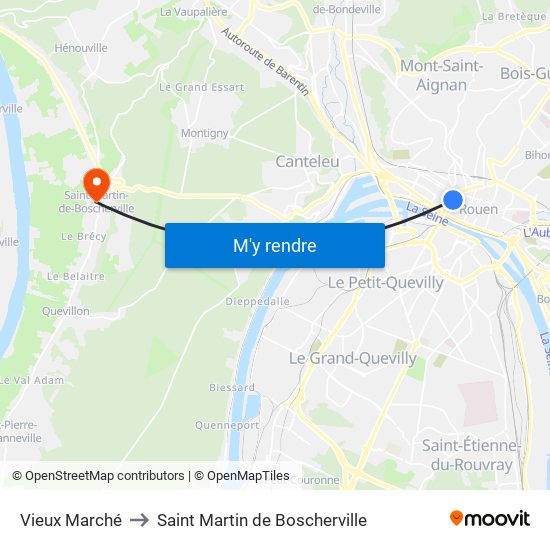 Vieux Marché to Saint Martin de Boscherville map