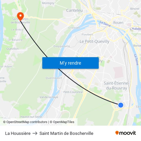 La Houssière to Saint Martin de Boscherville map