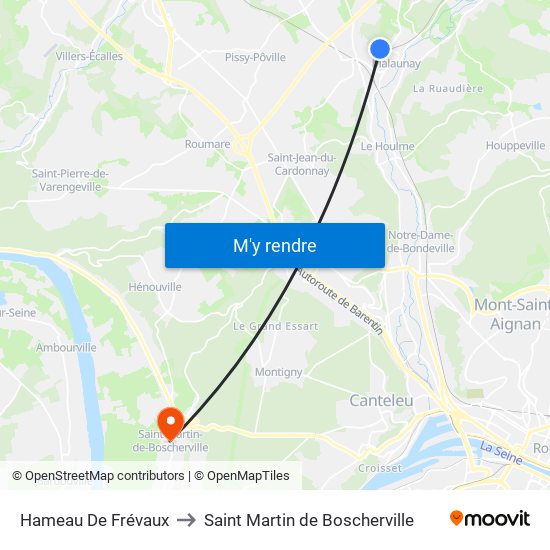 Hameau De Frévaux to Saint Martin de Boscherville map