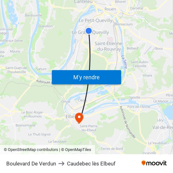 Boulevard De Verdun to Caudebec lès Elbeuf map