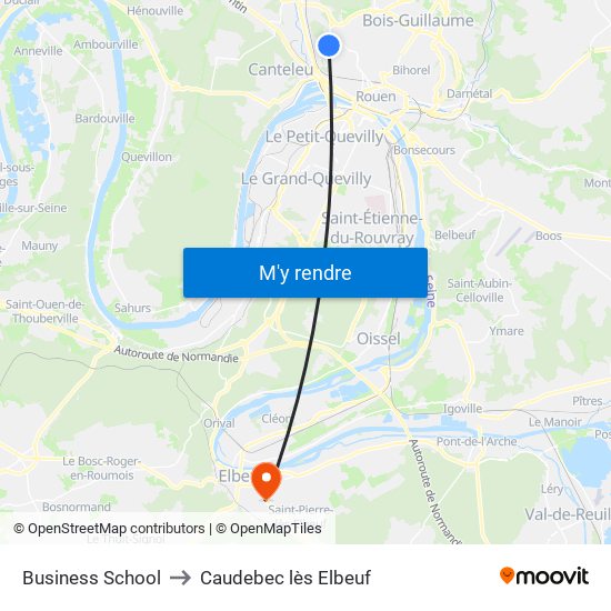 Business School to Caudebec lès Elbeuf map