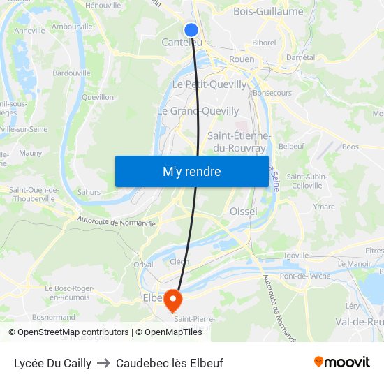 Lycée Du Cailly to Caudebec lès Elbeuf map