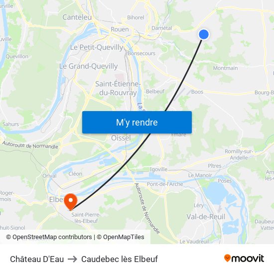 Château D'Eau to Caudebec lès Elbeuf map