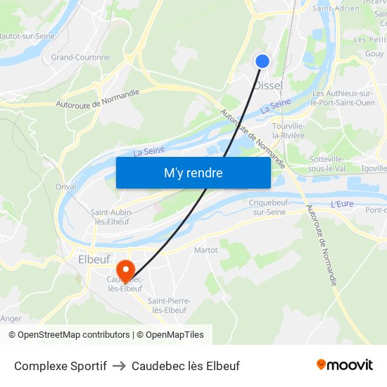 Complexe Sportif to Caudebec lès Elbeuf map