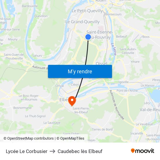 Lycée Le Corbusier to Caudebec lès Elbeuf map
