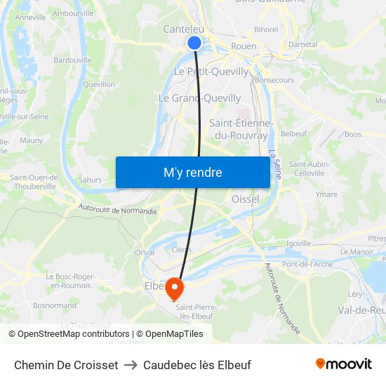 Chemin De Croisset to Caudebec lès Elbeuf map