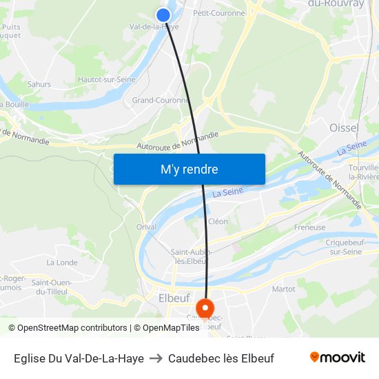 Eglise Du Val-De-La-Haye to Caudebec lès Elbeuf map