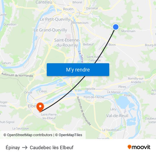 Épinay to Caudebec lès Elbeuf map
