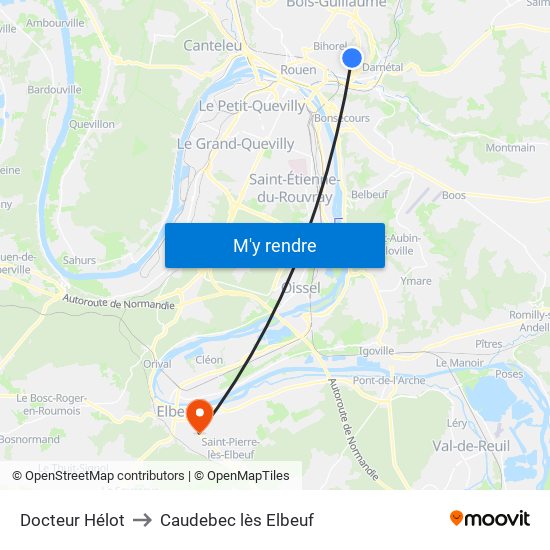 Docteur Hélot to Caudebec lès Elbeuf map