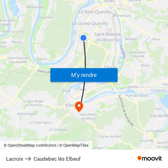 Lacroix to Caudebec lès Elbeuf map