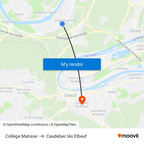 Collège Matisse to Caudebec lès Elbeuf map