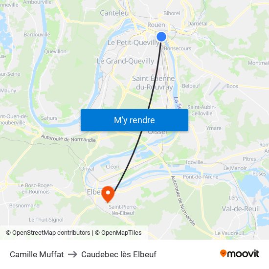 Camille Muffat to Caudebec lès Elbeuf map