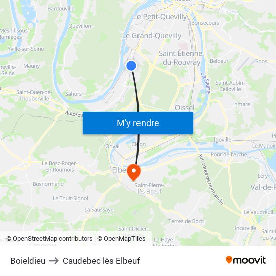 Boieldieu to Caudebec lès Elbeuf map