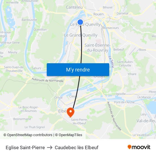 Eglise Saint-Pierre to Caudebec lès Elbeuf map