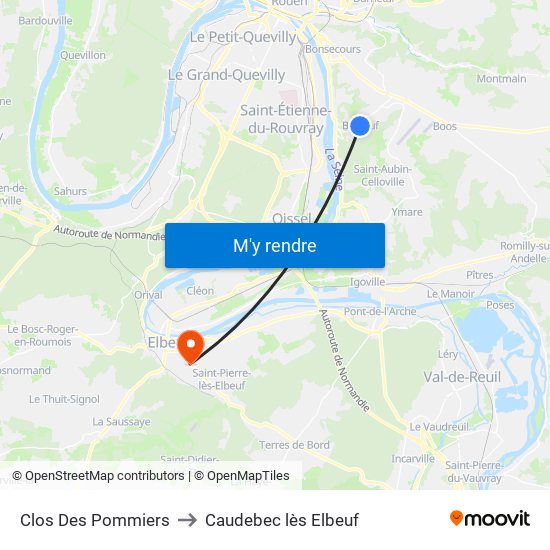 Clos Des Pommiers to Caudebec lès Elbeuf map