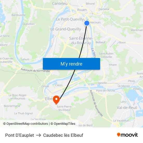 Pont D'Eauplet to Caudebec lès Elbeuf map