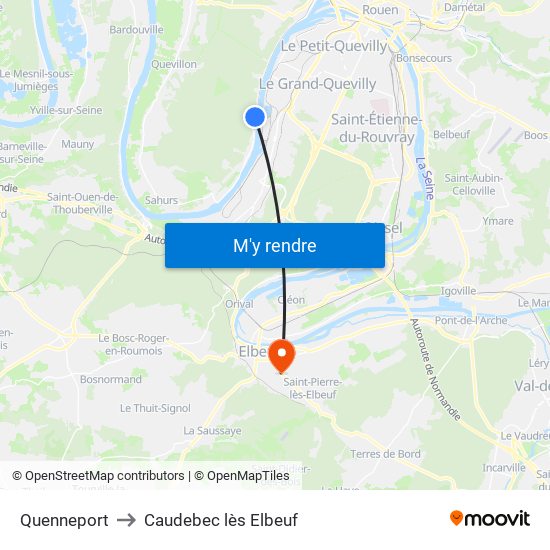 Quenneport to Caudebec lès Elbeuf map