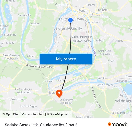 Sadako Sasaki to Caudebec lès Elbeuf map