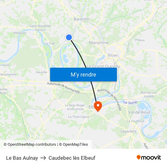 Le Bas Aulnay to Caudebec lès Elbeuf map