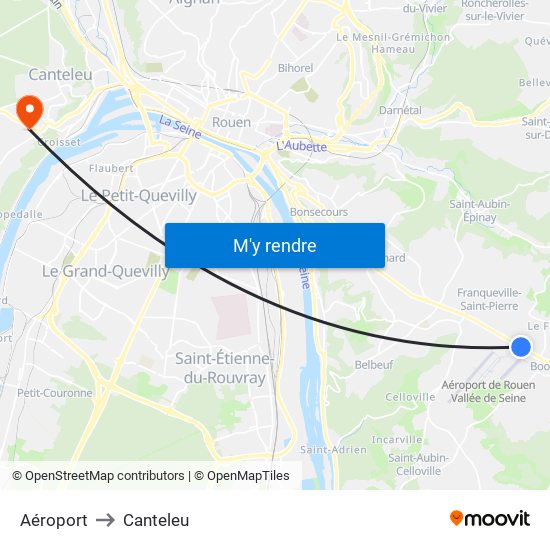 Aéroport to Canteleu map