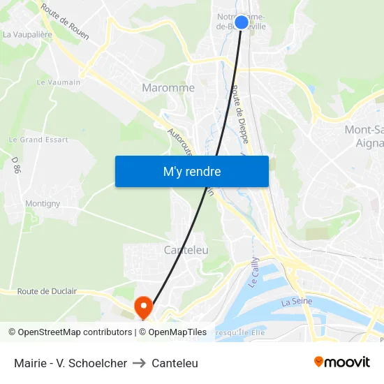 Mairie - V. Schoelcher to Canteleu map