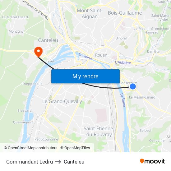 Commandant Ledru to Canteleu map