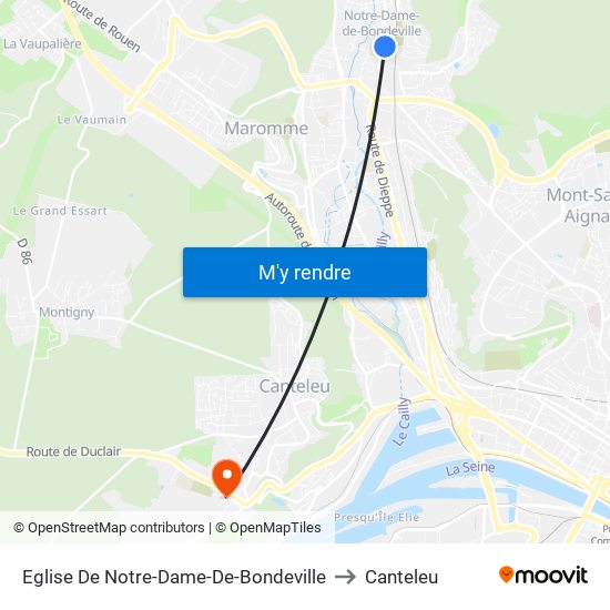 Eglise De Notre-Dame-De-Bondeville to Canteleu map
