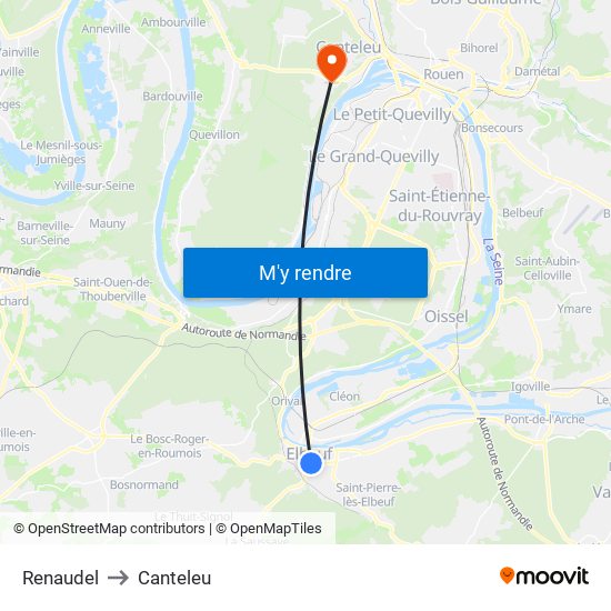Renaudel to Canteleu map