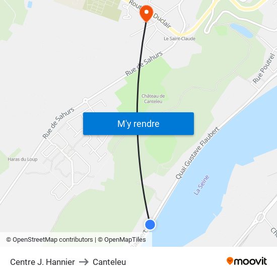 Centre J. Hannier to Canteleu map