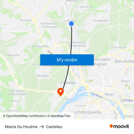 Mairie Du Houlme to Canteleu map