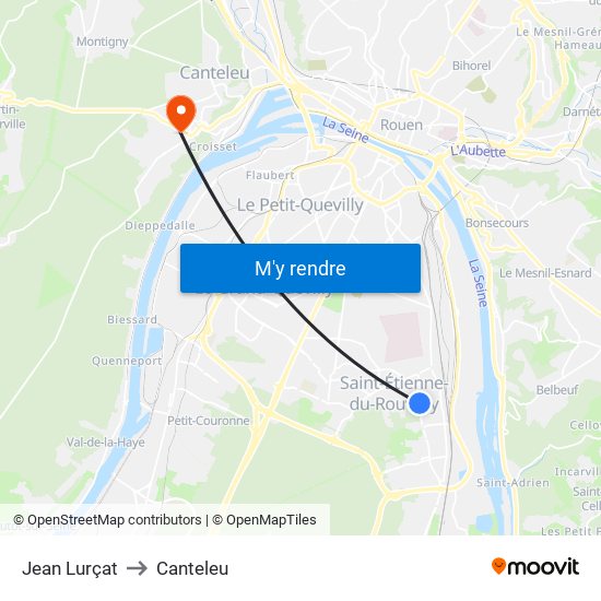 Jean Lurçat to Canteleu map