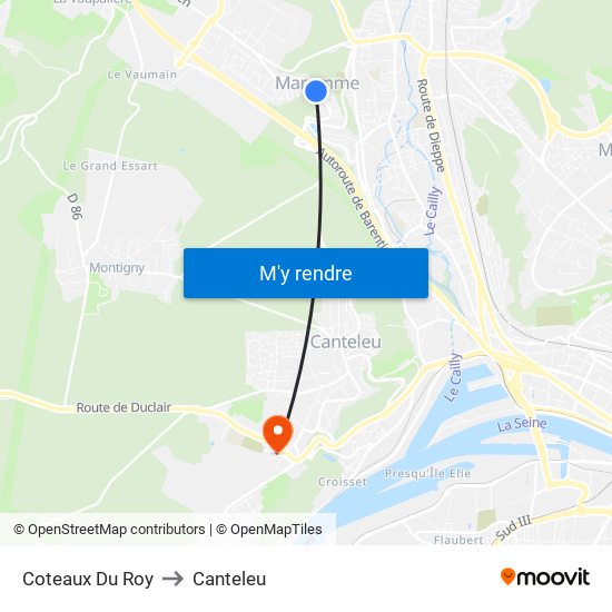 Coteaux Du Roy to Canteleu map