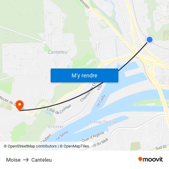 Moïse to Canteleu map