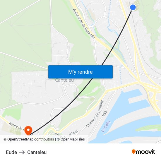 Eude to Canteleu map
