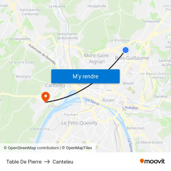 Table De Pierre to Canteleu map