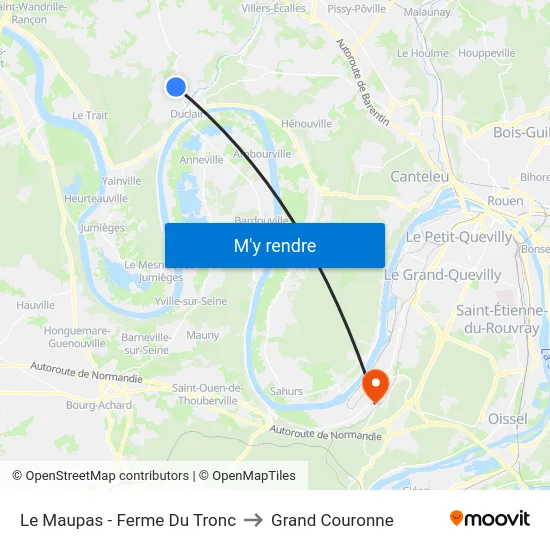 Le Maupas - Ferme Du Tronc to Grand Couronne map