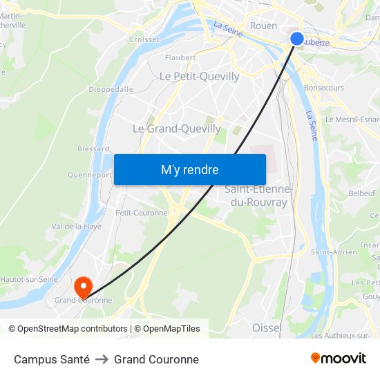 Campus Santé to Grand Couronne map