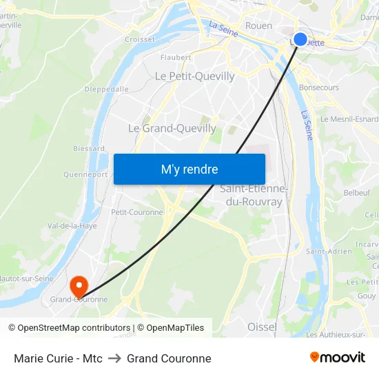 Marie Curie - Mtc to Grand Couronne map