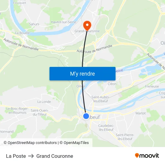 La Poste to Grand Couronne map