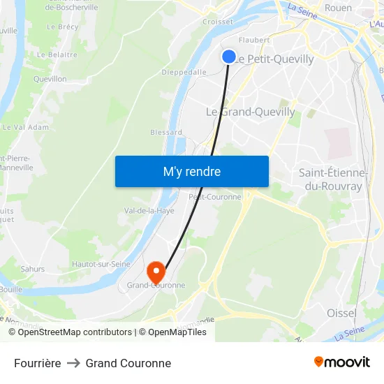 Fourrière to Grand Couronne map