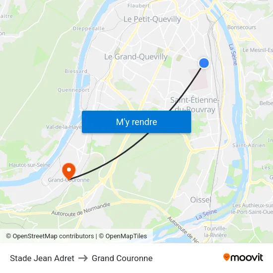 Stade Jean Adret to Grand Couronne map